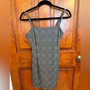 Grey Plaid Spaghetti Strap Dress